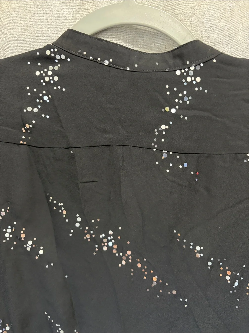 Notations Black Button-Front Shirt with Scattered Dot Print M